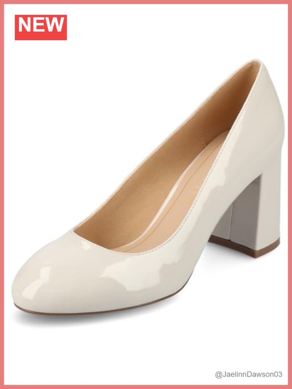 Women's Faux Leather Block Heel Pumps, 3 Inch Heel, Slip-On, Cushioned